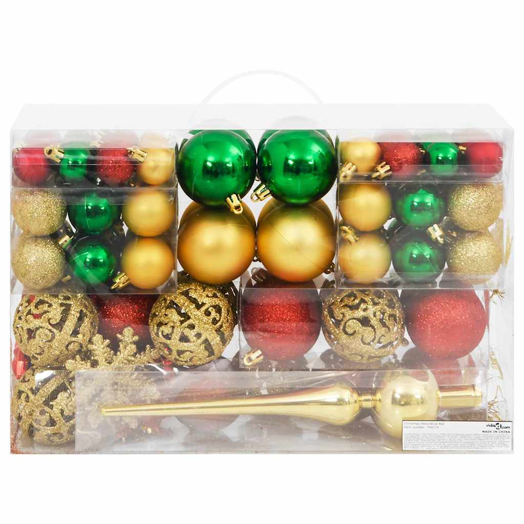 112-delige Kerstballenset polystyreen rood groen en goudkleurig is nu te koop bij PeponiXL, paradijselijk wonen!