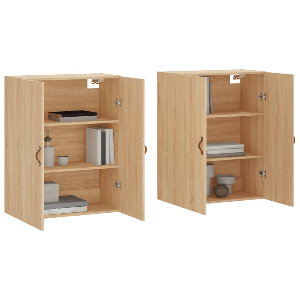 Hangkasten 2 st 69,5x34x90 cm sonoma eikenkleurig is nu te koop bij PeponiXL, paradijselijk wonen!
