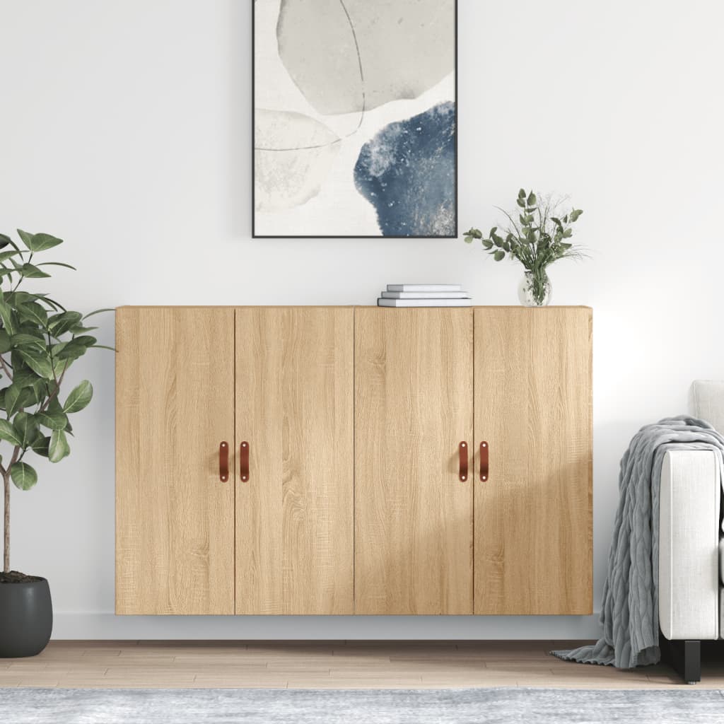 Hangkasten 2 st 69,5x34x90 cm sonoma eikenkleurig is nu te koop bij PeponiXL, paradijselijk wonen!