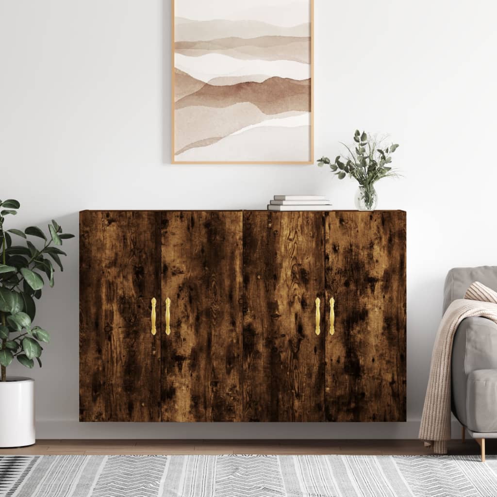 Hangkasten 2 st 69,5x34x90 cm gerookt eikenkleurig is nu te koop bij PeponiXL, paradijselijk wonen!