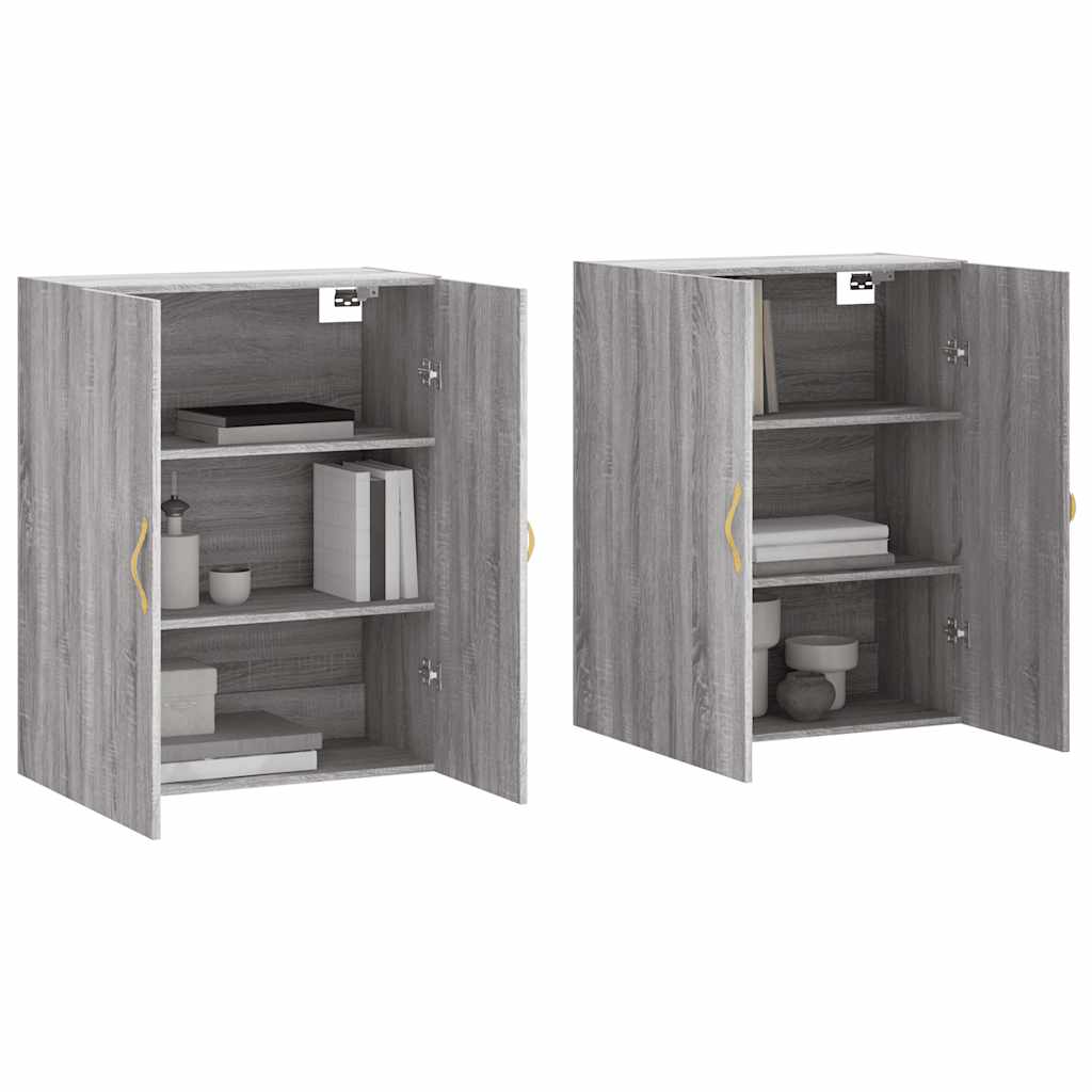Hangkasten 2 st 69,5x34x90 cm grijs sonoma eikenkleurig is nu te koop bij PeponiXL, paradijselijk wonen!