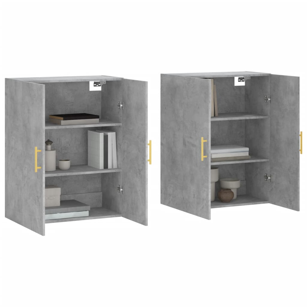 Hangkasten 2 st 69,5x34x90 cm betongrijs is nu te koop bij PeponiXL, paradijselijk wonen!