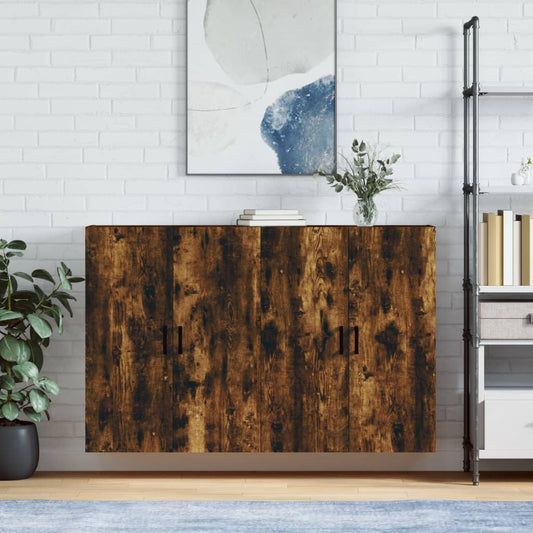 Hangkasten 2 st 69,5x34x90 cm gerookt eikenkleurig is nu te koop bij PeponiXL, paradijselijk wonen!