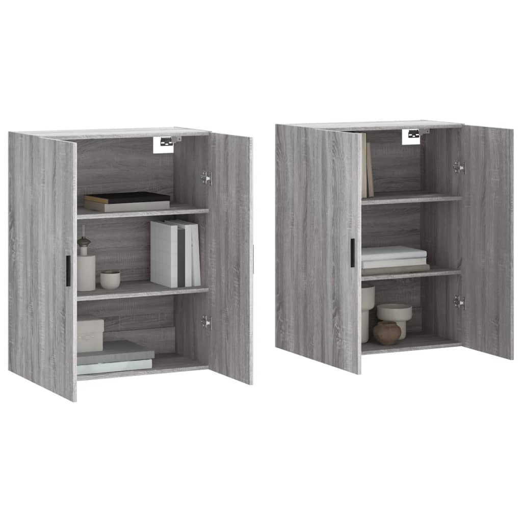 Hangkasten 2 st 69,5x34x90 cm grijs sonoma eikenkleurig is nu te koop bij PeponiXL, paradijselijk wonen!