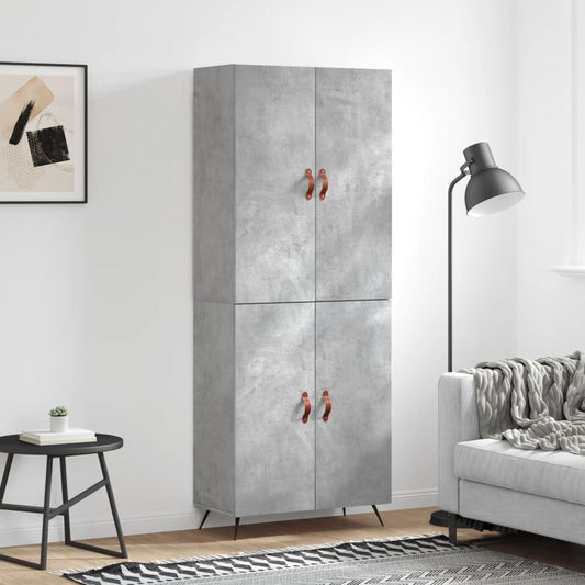 Hoge kast 69,5x34x180 cm bewerkt hout betongrijs is nu te koop bij PeponiXL, paradijselijk wonen!