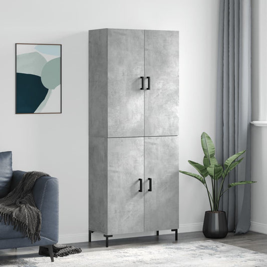 Hoge kast 69,5x34x180 cm bewerkt hout betongrijs is nu te koop bij PeponiXL, paradijselijk wonen!