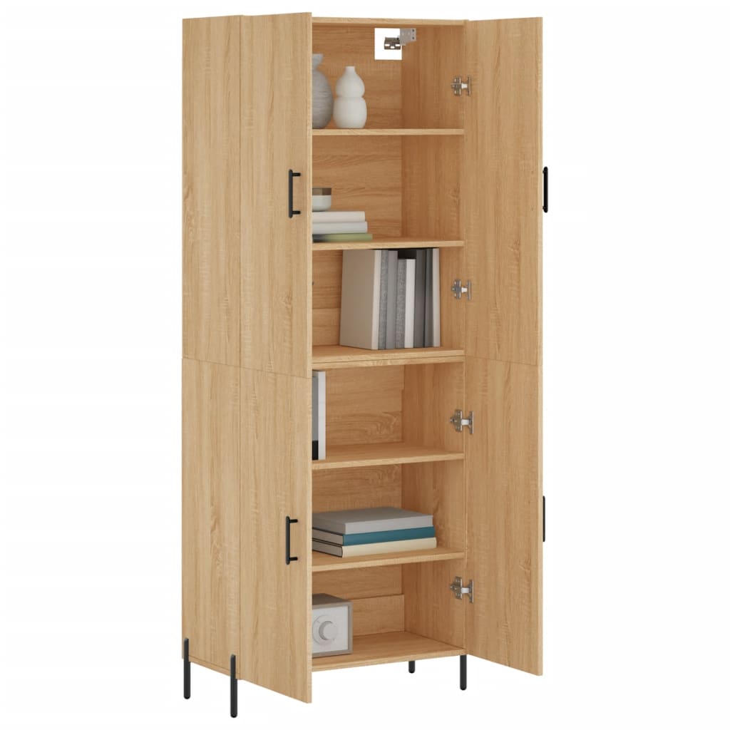 Hoge kast 69,5x34x180 cm bewerkt hout sonoma eikenkleurig is nu te koop bij PeponiXL, paradijselijk wonen!