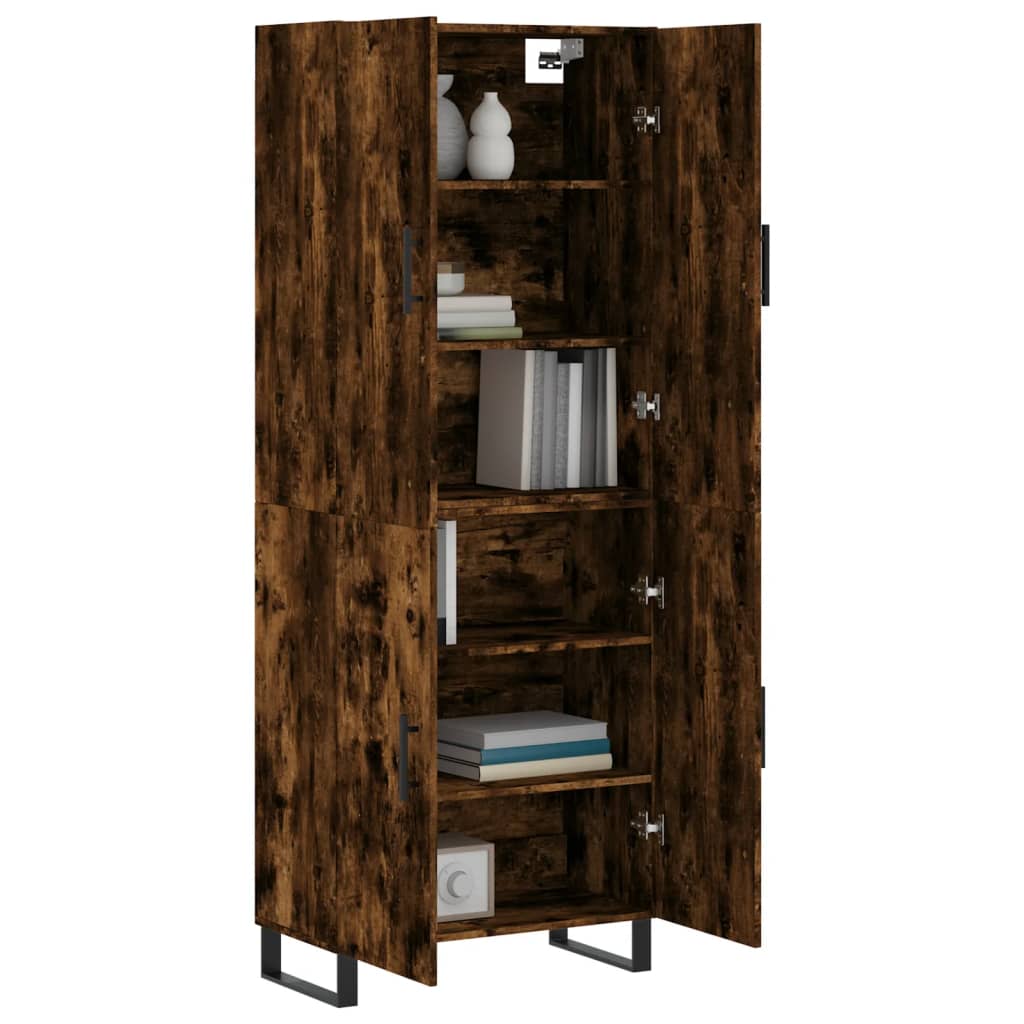 Hoge kast 69,5x34x180 cm bewerkt hout gerookt eikenkleurig is nu te koop bij PeponiXL, paradijselijk wonen!
