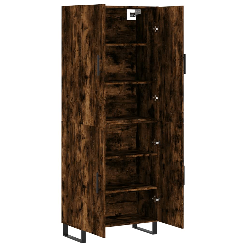 Hoge kast 69,5x34x180 cm bewerkt hout gerookt eikenkleurig is nu te koop bij PeponiXL, paradijselijk wonen!