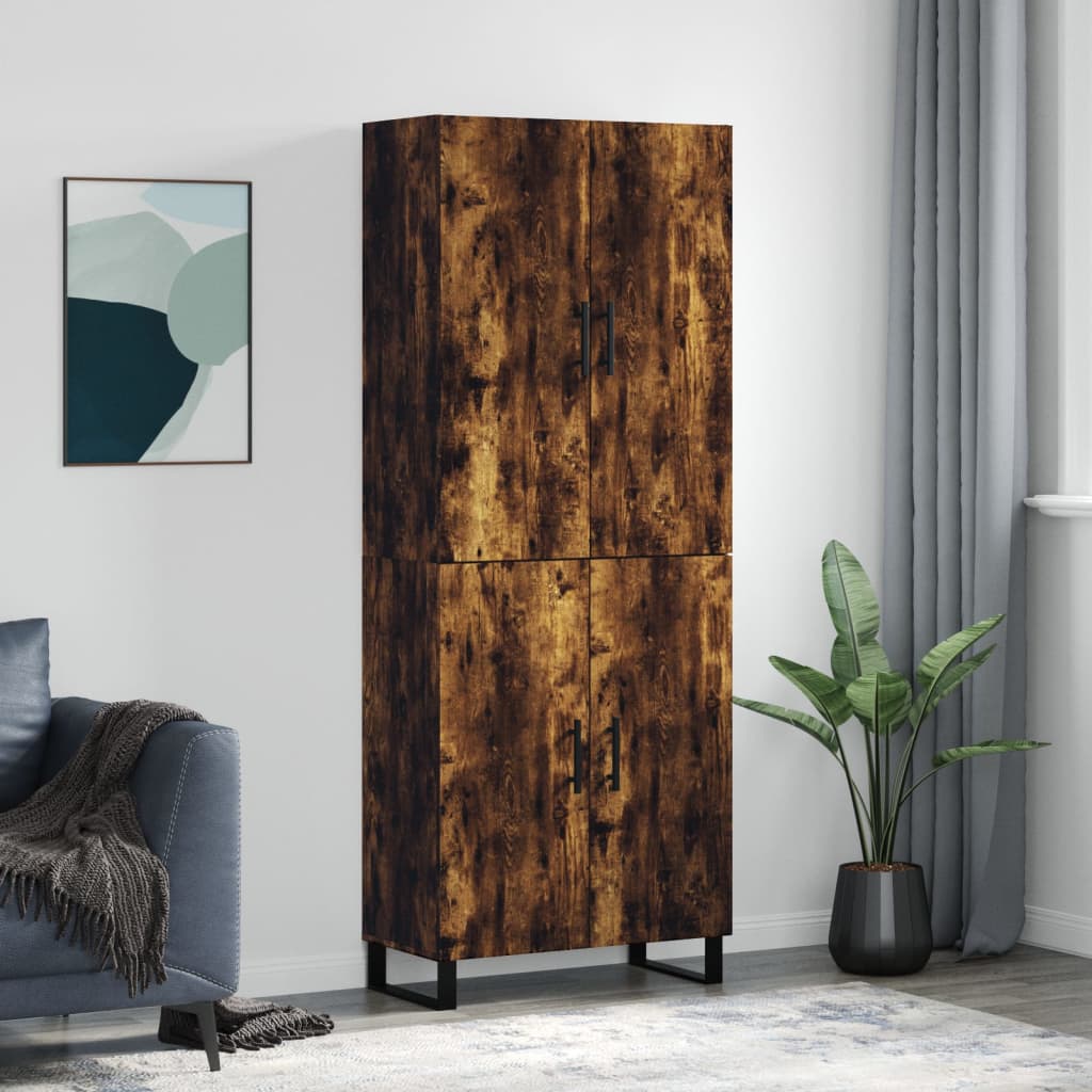Hoge kast 69,5x34x180 cm bewerkt hout gerookt eikenkleurig is nu te koop bij PeponiXL, paradijselijk wonen!