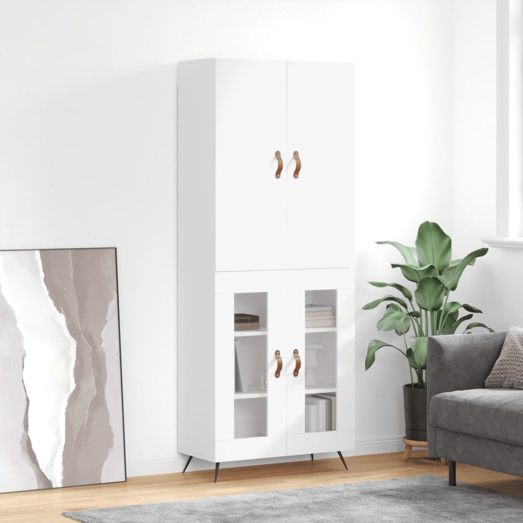 Hoge kast 69,5x34x180 cm bewerkt hout wit is nu te koop bij PeponiXL, paradijselijk wonen!