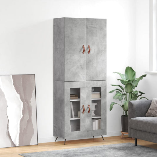 Hoge kast 69,5x34x180 cm bewerkt hout betongrijs is nu te koop bij PeponiXL, paradijselijk wonen!