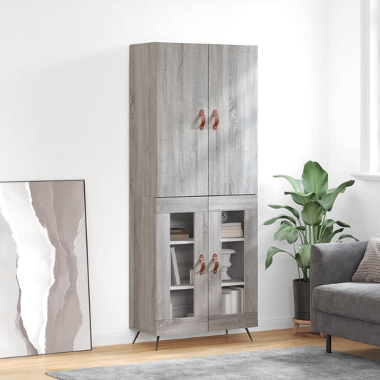 Hoge kast 69,5x34x180 cm bewerkt hout grijs sonoma eikenkleurig is nu te koop bij PeponiXL, paradijselijk wonen!
