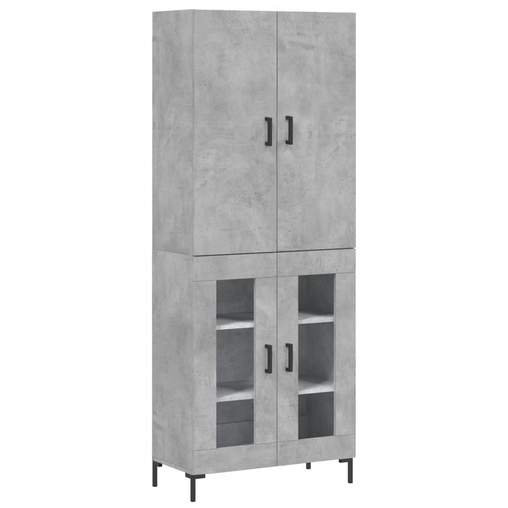 Hoge kast 69,5x34x180 cm bewerkt hout betongrijs is nu te koop bij PeponiXL, paradijselijk wonen!