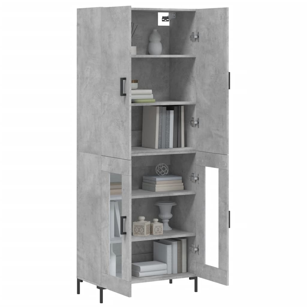 Hoge kast 69,5x34x180 cm bewerkt hout betongrijs is nu te koop bij PeponiXL, paradijselijk wonen!