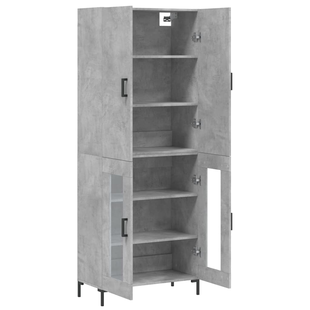 Hoge kast 69,5x34x180 cm bewerkt hout betongrijs is nu te koop bij PeponiXL, paradijselijk wonen!