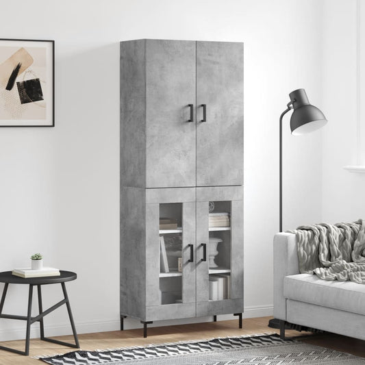 Hoge kast 69,5x34x180 cm bewerkt hout betongrijs is nu te koop bij PeponiXL, paradijselijk wonen!