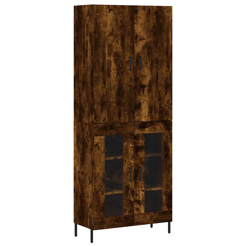Hoge kast 69,5x34x180 cm bewerkt hout gerookt eikenkleurig