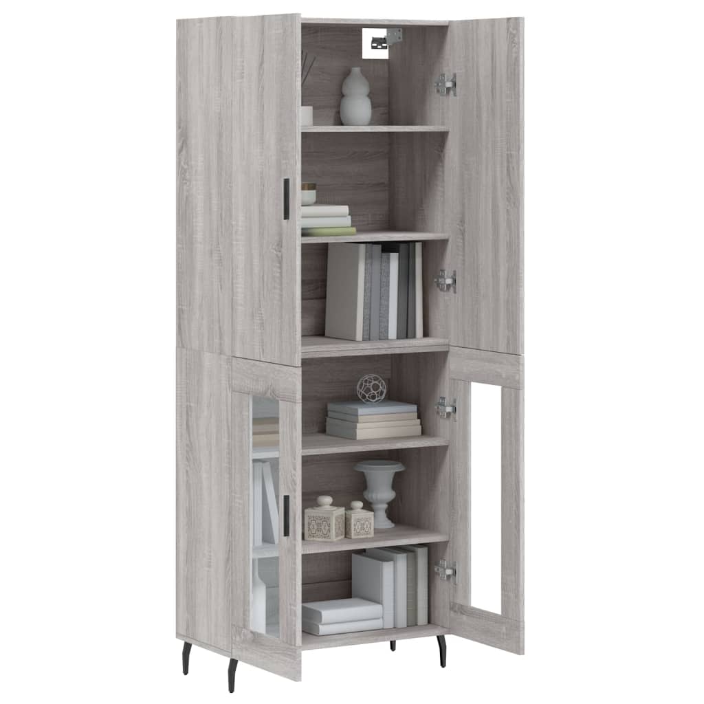 Hoge kast 69,5x34x180 cm bewerkt hout grijs sonoma eikenkleurig is nu te koop bij PeponiXL, paradijselijk wonen!