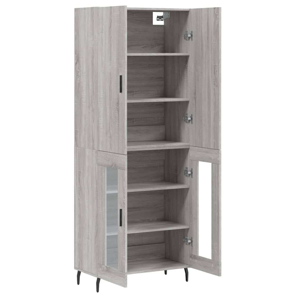 Hoge kast 69,5x34x180 cm bewerkt hout grijs sonoma eikenkleurig is nu te koop bij PeponiXL, paradijselijk wonen!