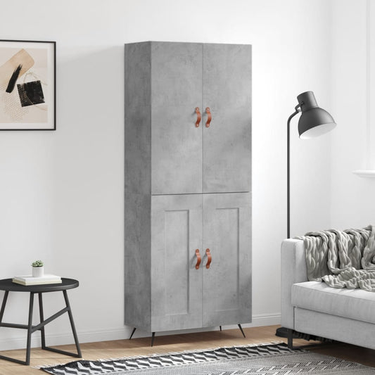 Hoge kast 69,5x34x180 cm bewerkt hout betongrijs is nu te koop bij PeponiXL, paradijselijk wonen!