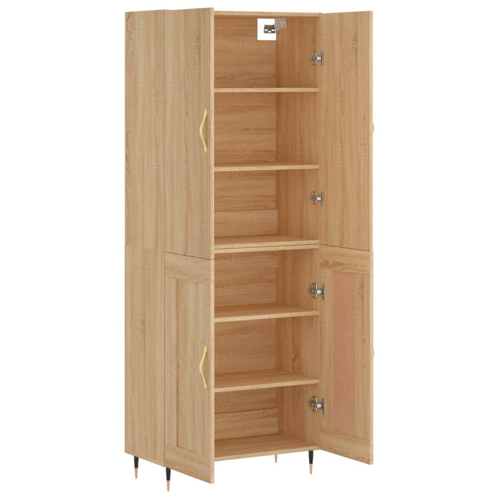 Hoge kast 69,5x34x180 cm bewerkt hout sonoma eikenkleurig is nu te koop bij PeponiXL, paradijselijk wonen!