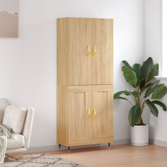Hoge kast 69,5x34x180 cm bewerkt hout sonoma eikenkleurig is nu te koop bij PeponiXL, paradijselijk wonen!