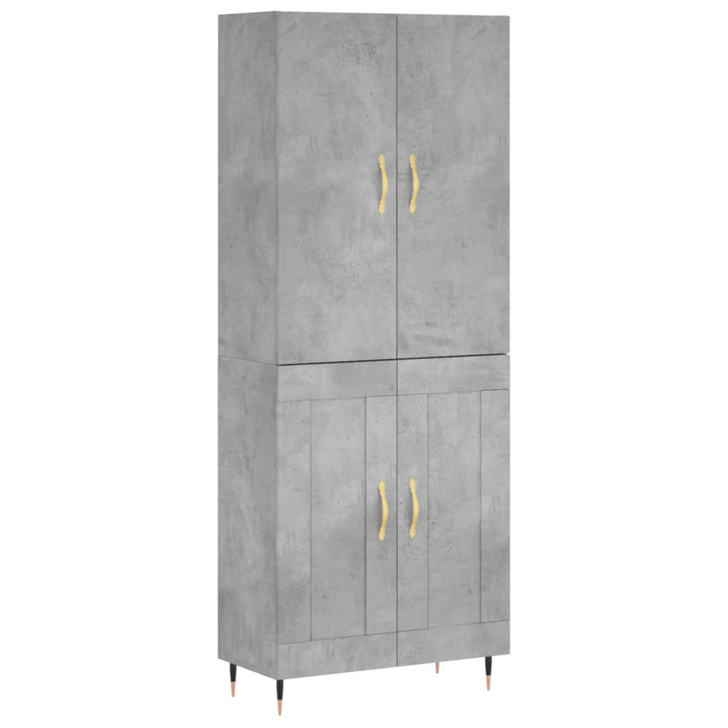 Hoge kast 69,5x34x180 cm bewerkt hout betongrijs is nu te koop bij PeponiXL, paradijselijk wonen!