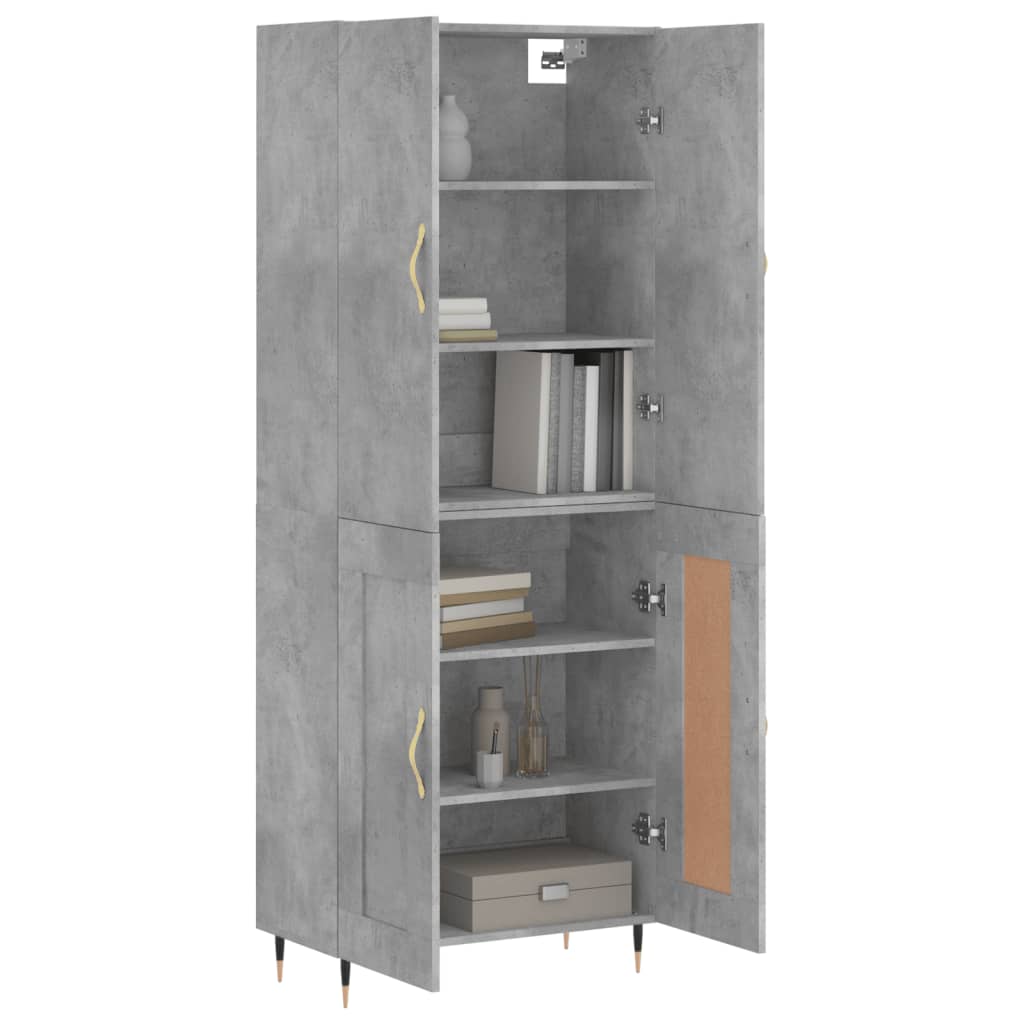 Hoge kast 69,5x34x180 cm bewerkt hout betongrijs is nu te koop bij PeponiXL, paradijselijk wonen!