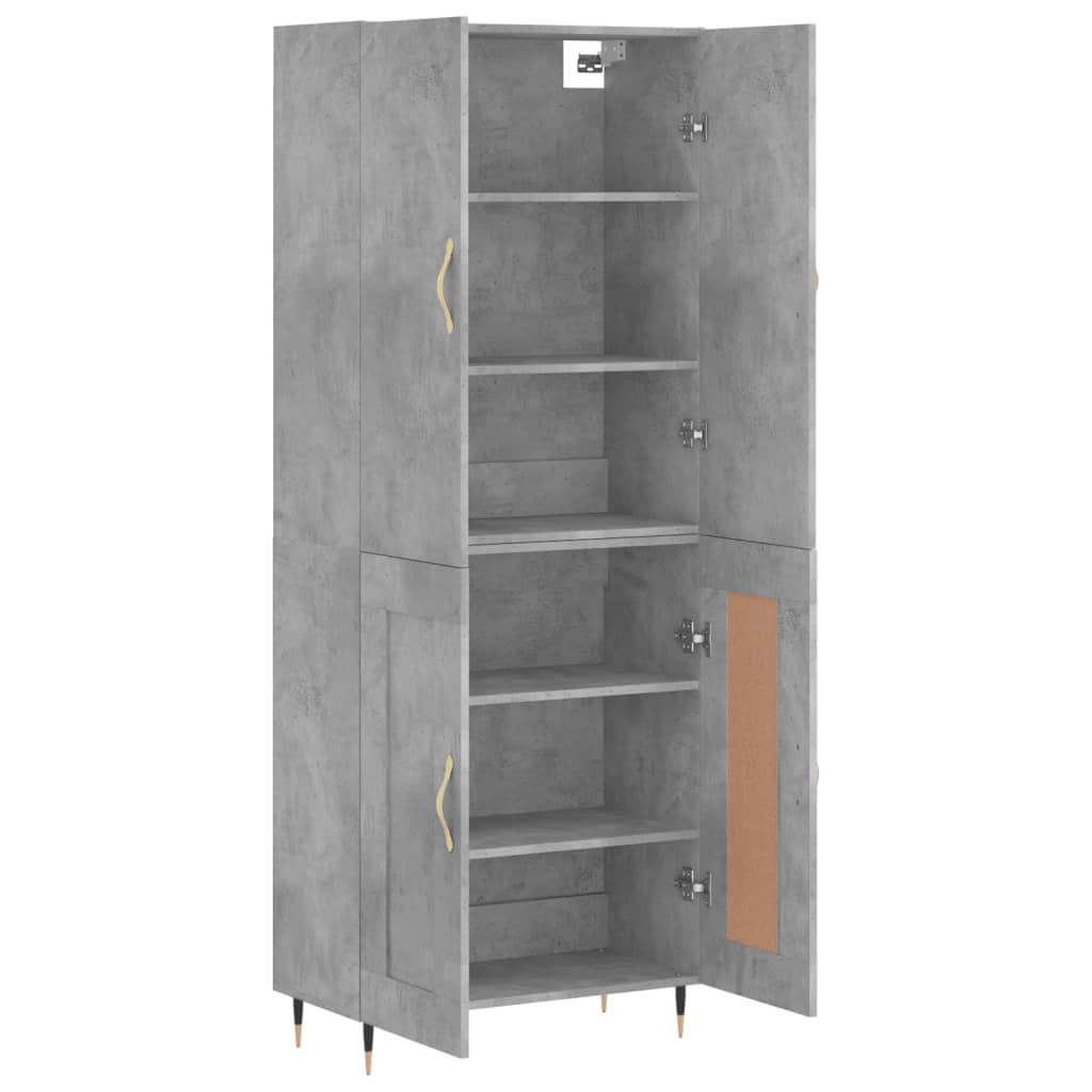 Hoge kast 69,5x34x180 cm bewerkt hout betongrijs is nu te koop bij PeponiXL, paradijselijk wonen!