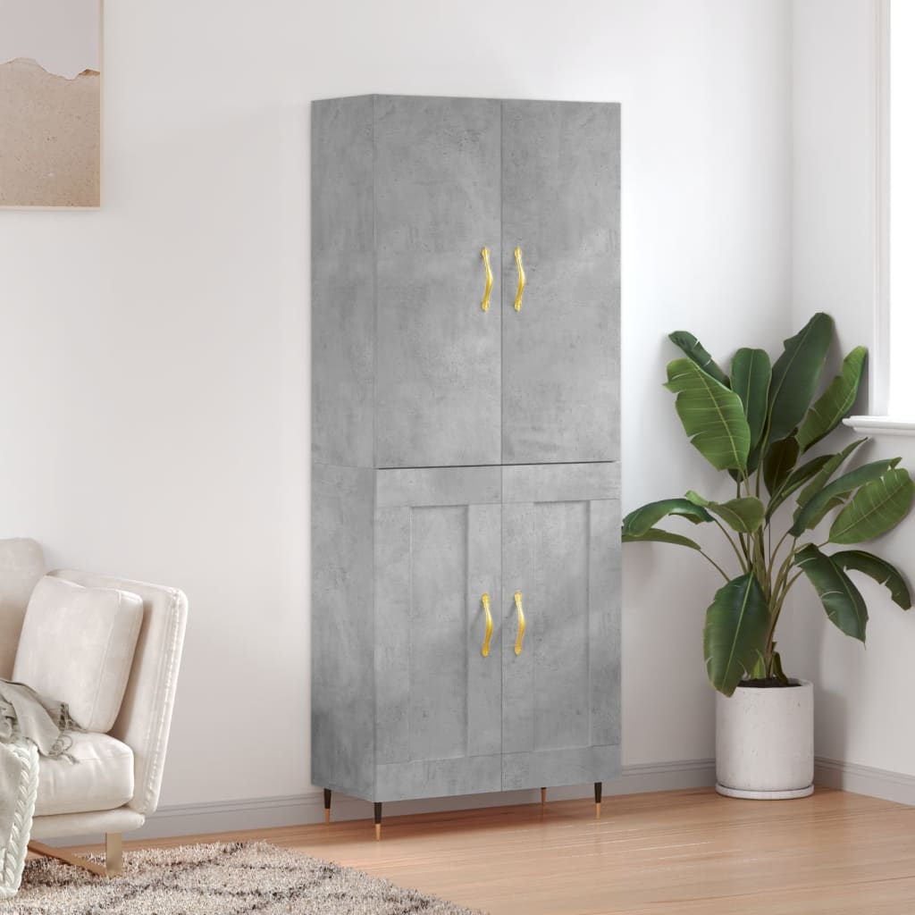Hoge kast 69,5x34x180 cm bewerkt hout betongrijs is nu te koop bij PeponiXL, paradijselijk wonen!