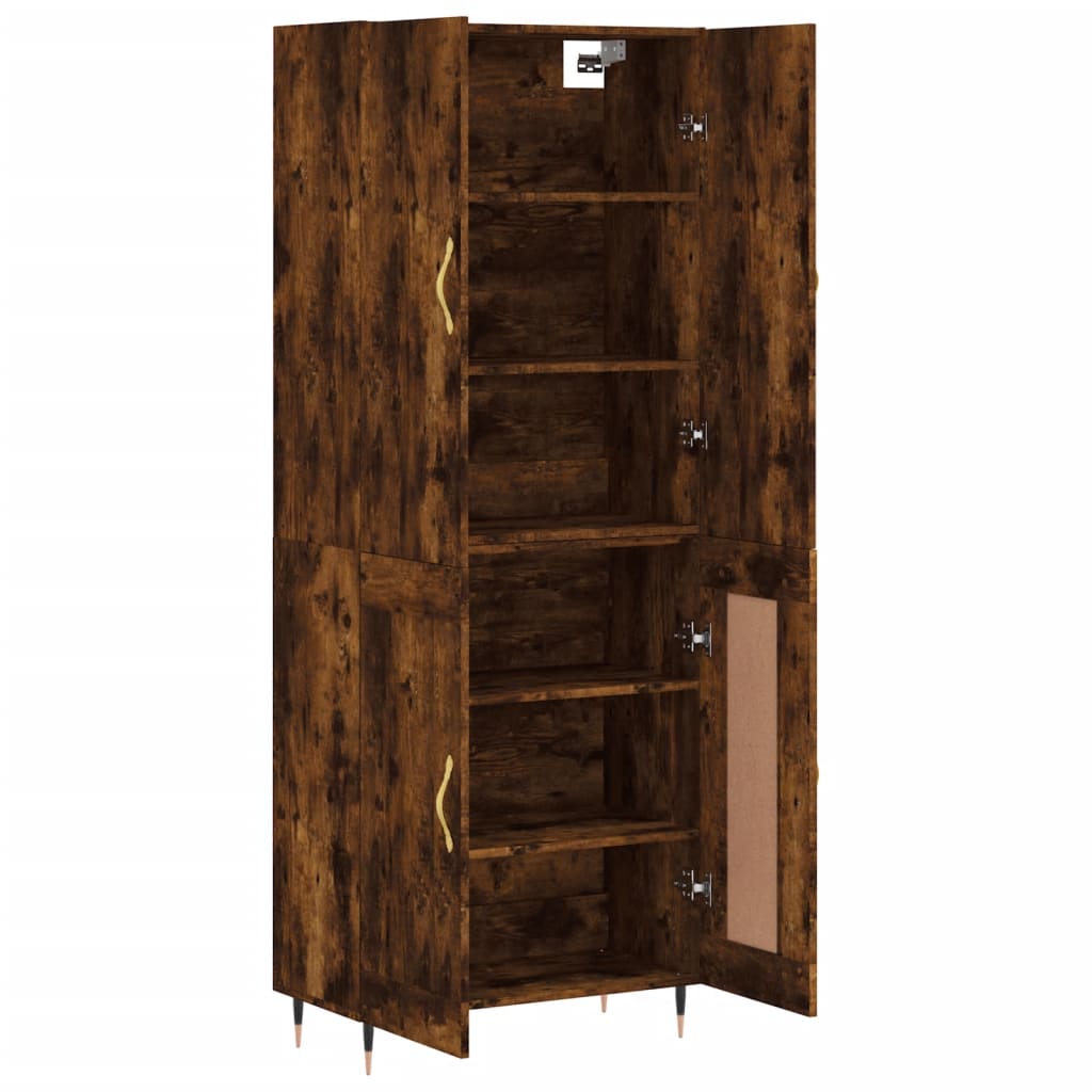 Hoge kast 69,5x34x180 cm bewerkt hout gerookt eikenkleurig is nu te koop bij PeponiXL, paradijselijk wonen!