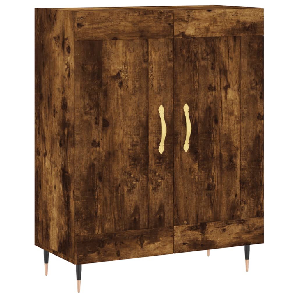 Hoge kast 69,5x34x180 cm bewerkt hout gerookt eikenkleurig is nu te koop bij PeponiXL, paradijselijk wonen!