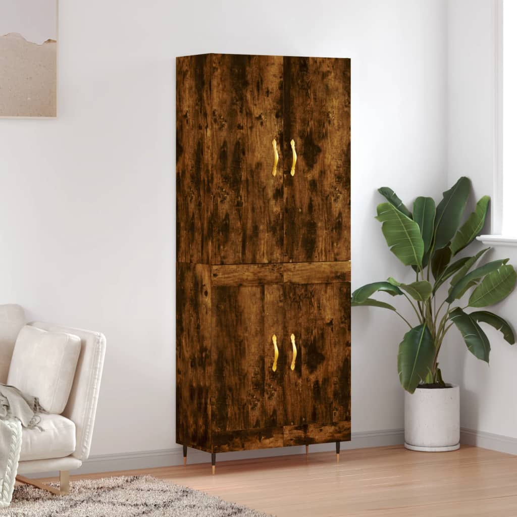 Hoge kast 69,5x34x180 cm bewerkt hout gerookt eikenkleurig is nu te koop bij PeponiXL, paradijselijk wonen!