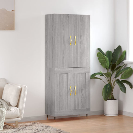 Hoge kast 69,5x34x180 cm bewerkt hout grijs sonoma eikenkleurig is nu te koop bij PeponiXL, paradijselijk wonen!