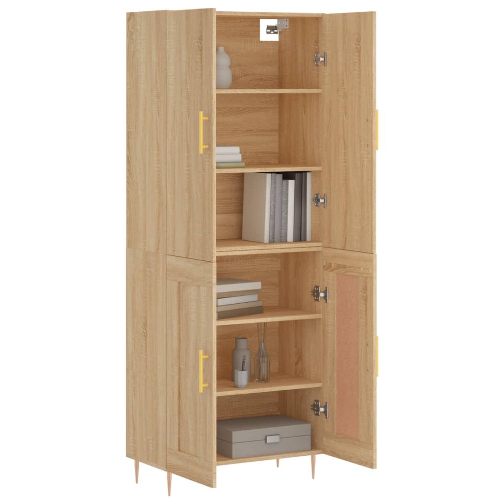 Hoge kast 69,5x34x180 cm bewerkt hout sonoma eikenkleurig is nu te koop bij PeponiXL, paradijselijk wonen!