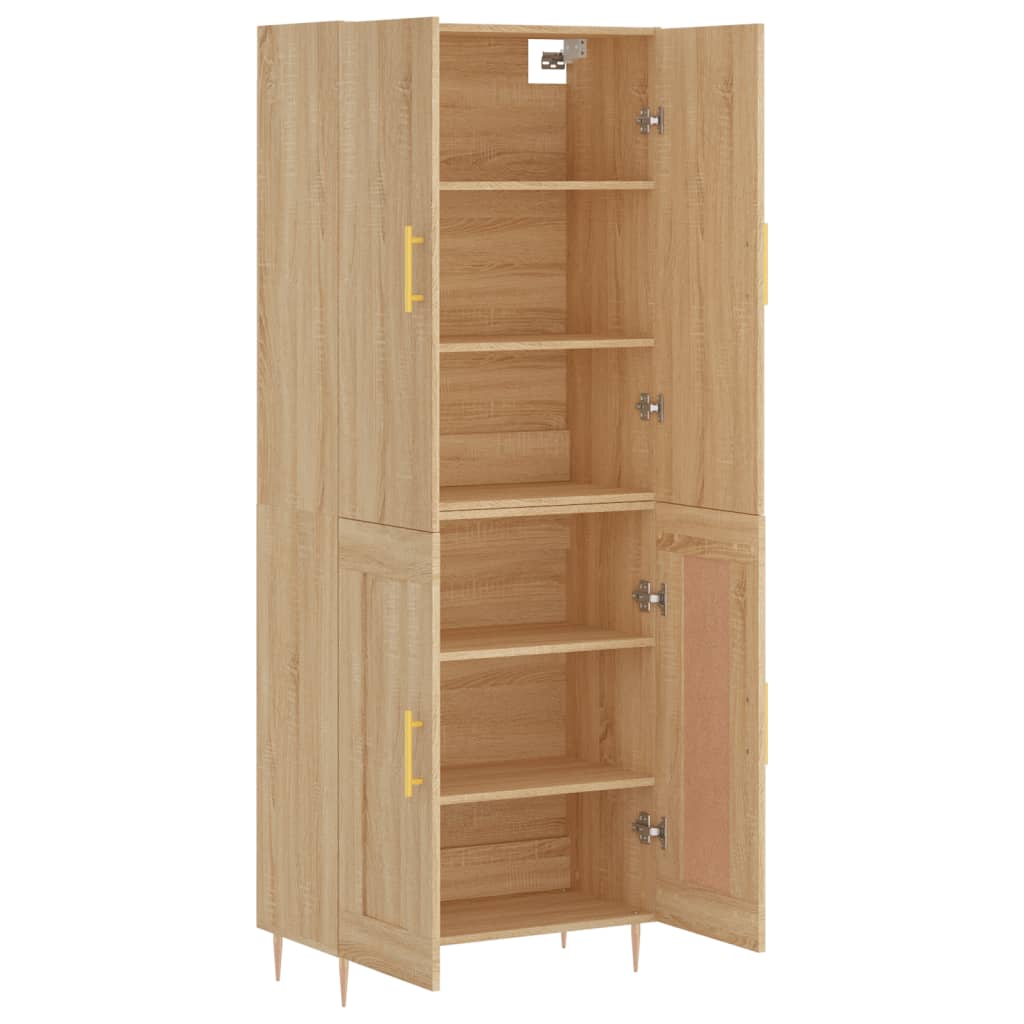 Hoge kast 69,5x34x180 cm bewerkt hout sonoma eikenkleurig is nu te koop bij PeponiXL, paradijselijk wonen!