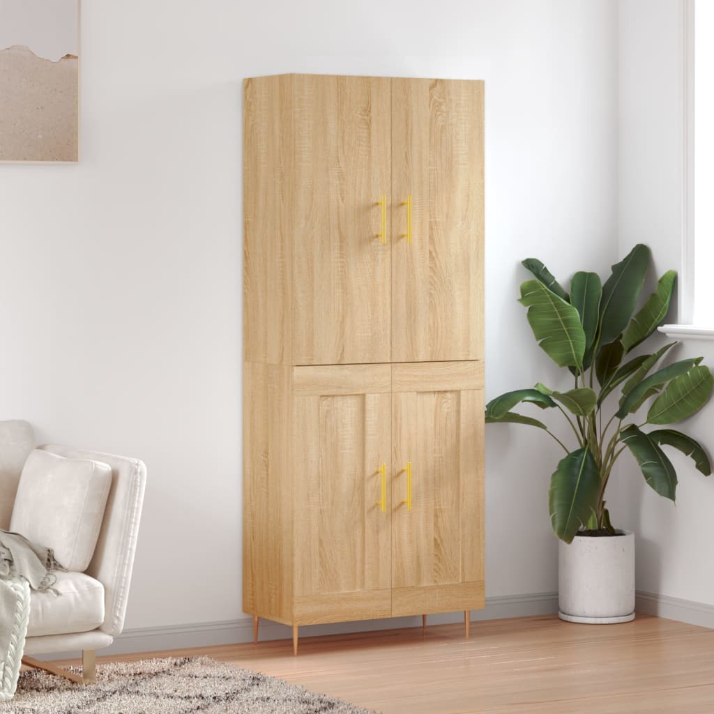 Hoge kast 69,5x34x180 cm bewerkt hout sonoma eikenkleurig is nu te koop bij PeponiXL, paradijselijk wonen!