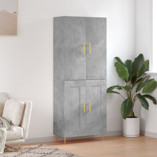Hoge kast 69,5x34x180 cm bewerkt hout betongrijs is nu te koop bij PeponiXL, paradijselijk wonen!