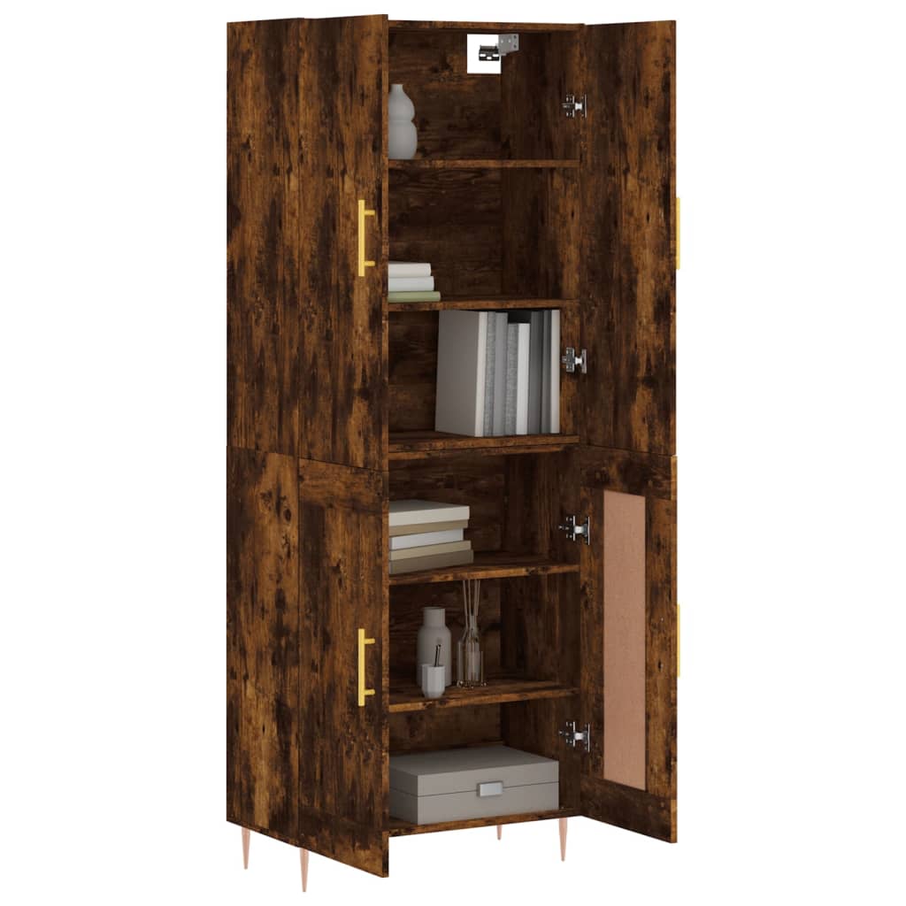 Hoge kast 69,5x34x180 cm bewerkt hout gerookt eikenkleurig is nu te koop bij PeponiXL, paradijselijk wonen!