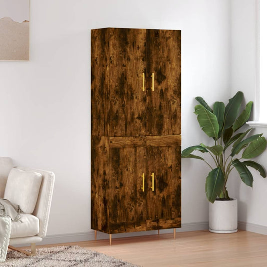 Hoge kast 69,5x34x180 cm bewerkt hout gerookt eikenkleurig is nu te koop bij PeponiXL, paradijselijk wonen!