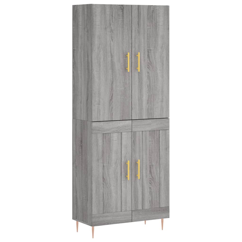 Hoge kast 69,5x34x180 cm bewerkt hout grijs sonoma eikenkleurig is nu te koop bij PeponiXL, paradijselijk wonen!