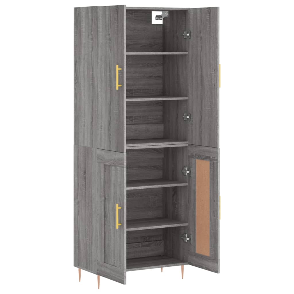 Hoge kast 69,5x34x180 cm bewerkt hout grijs sonoma eikenkleurig is nu te koop bij PeponiXL, paradijselijk wonen!