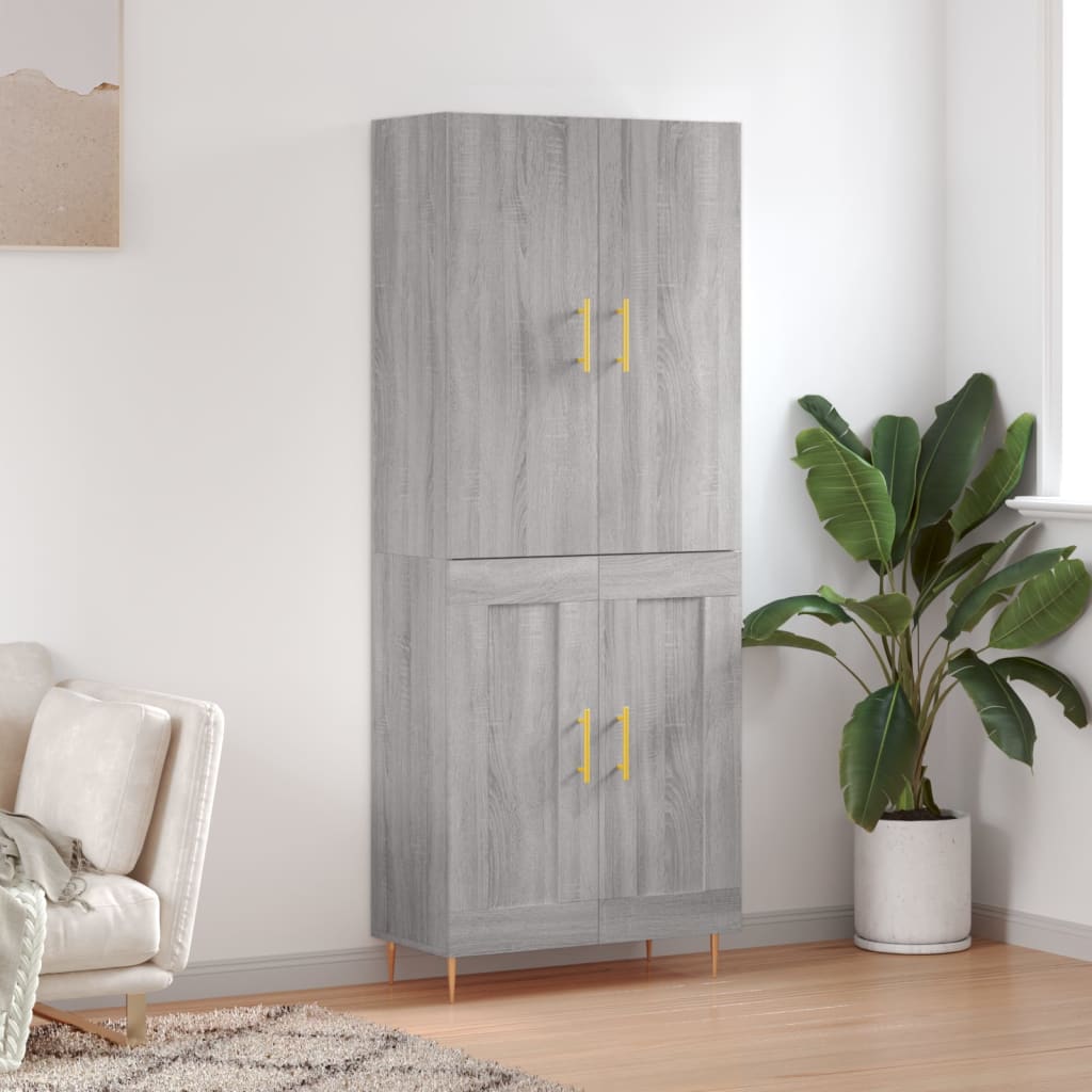 Hoge kast 69,5x34x180 cm bewerkt hout grijs sonoma eikenkleurig is nu te koop bij PeponiXL, paradijselijk wonen!