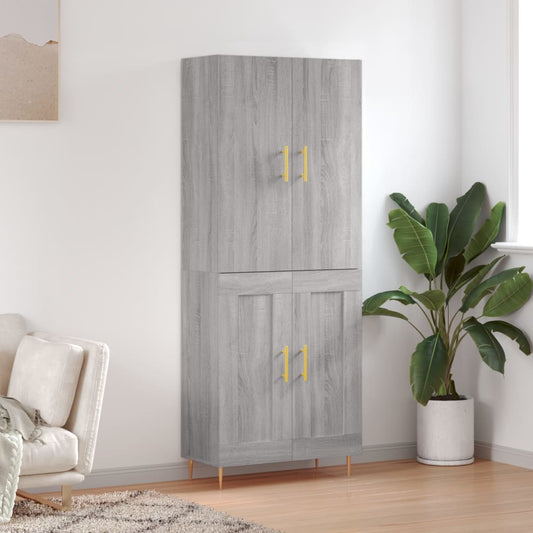 Hoge kast 69,5x34x180 cm bewerkt hout grijs sonoma eikenkleurig is nu te koop bij PeponiXL, paradijselijk wonen!