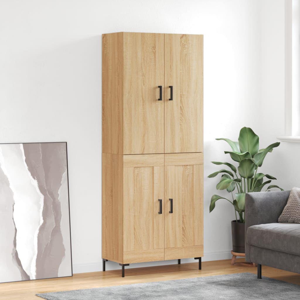 Hoge kast 69,5x34x180 cm bewerkt hout sonoma eikenkleurig is nu te koop bij PeponiXL, paradijselijk wonen!