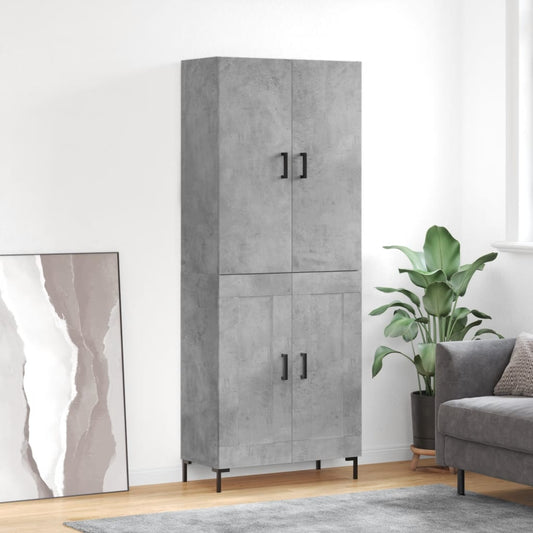 Hoge kast 69,5x34x180 cm bewerkt hout betongrijs is nu te koop bij PeponiXL, paradijselijk wonen!