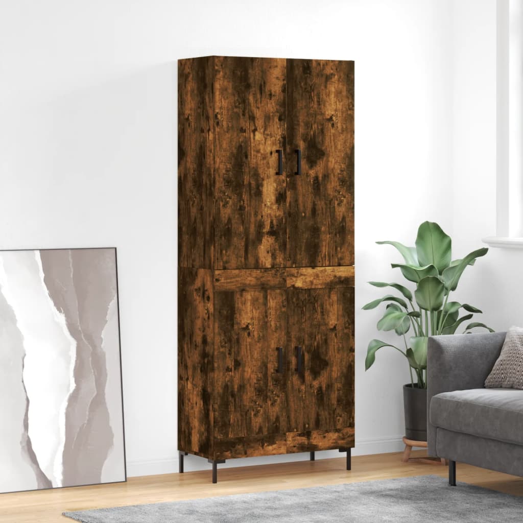 Hoge kast 69,5x34x180 cm bewerkt hout gerookt eikenkleurig is nu te koop bij PeponiXL, paradijselijk wonen!