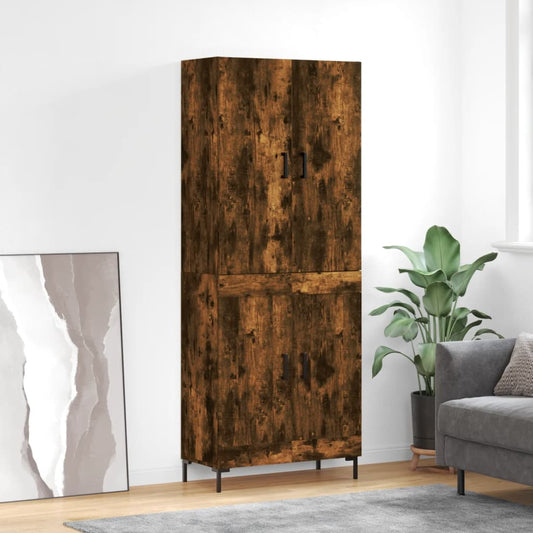Hoge kast 69,5x34x180 cm bewerkt hout gerookt eikenkleurig is nu te koop bij PeponiXL, paradijselijk wonen!