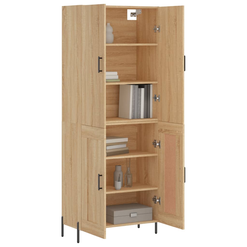 Hoge kast 69,5x34x180 cm bewerkt hout sonoma eikenkleurig is nu te koop bij PeponiXL, paradijselijk wonen!